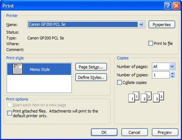 What does ncopies mean in the print dialog box?