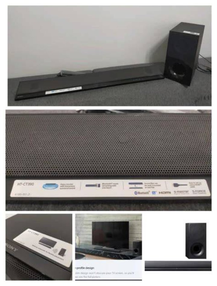 What kind of sound bar does Sony HT ct390 have?